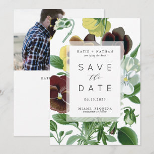 Bold Pansies Photo Save the Date card