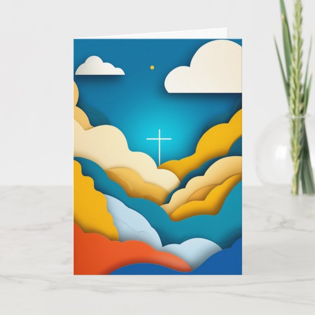 Bold Paper-Cut Cross Valley Card (Front)