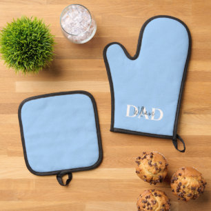 Bold Pastel DAD Modern Father’s Day Gift Oven Mitt & Pot Holder Set