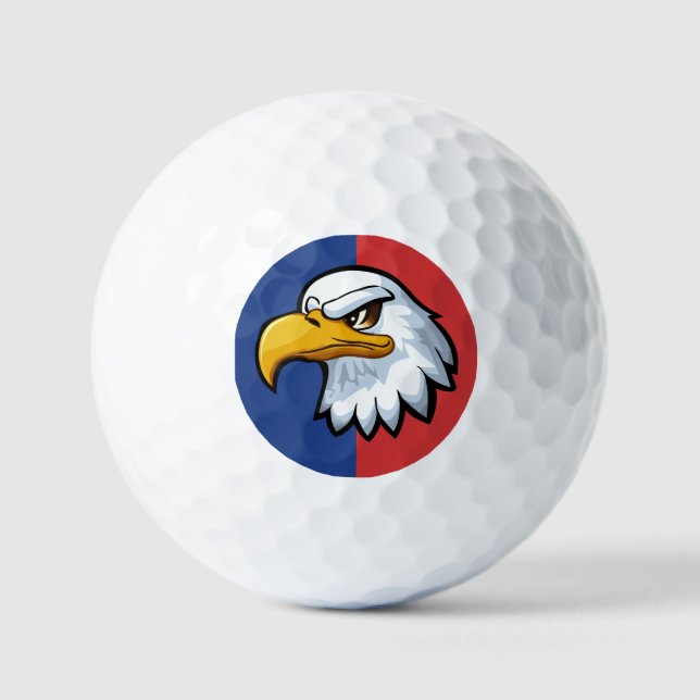 Bold Patriotic Cartoon Eagle Personalized Golf Balls (Front)