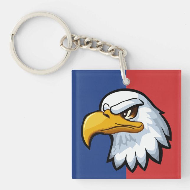 Bold Patriotic Cartoon Eagle Personalized Keychain (Front)