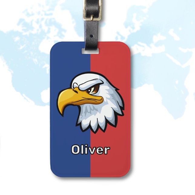 Bold Patriotic Cartoon Eagle Personalized Luggage Tag (Creator Uploaded)