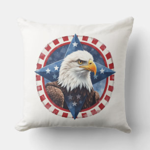 Bold Patriotic Eagle Emblem Outdoor Pillow