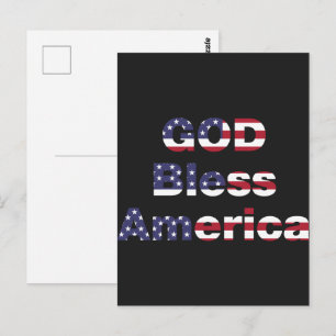 Bold Patriotic Messenger Postcard - God Bless USA