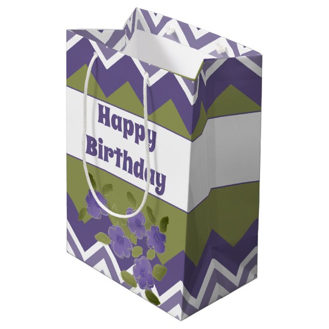 Bold Patterned Happy Birthday Gift Bag (Back Angled)