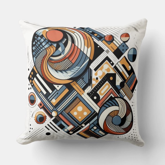 Bold Patterns: Abstract Geometric Throw Pillow  (Front)