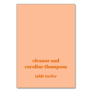 Bold Peach Orange Retro Custom Wedding Place Card