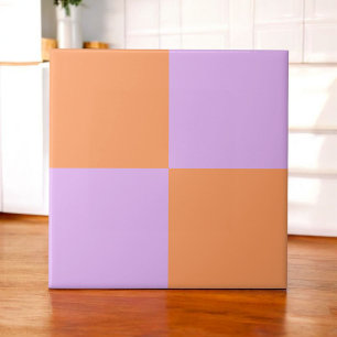 Bold Peach Purple Chequerboard Modern Minimalist Tile