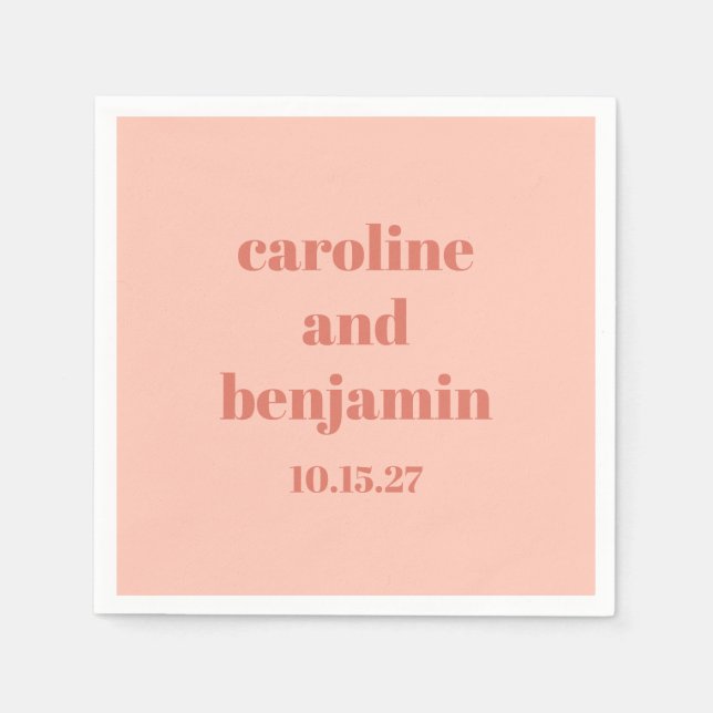 Bold Peach Rust Chic Modern Wedding Custom Napkin (Front)