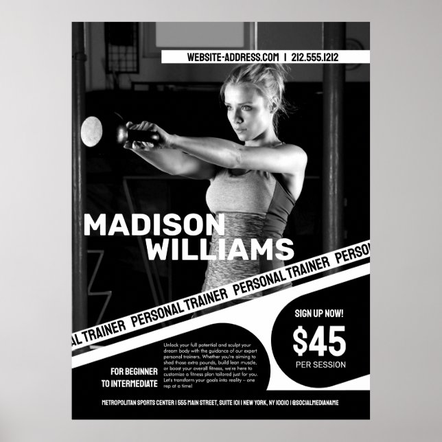 Bold Personal Trainer Photo Poster (Front)