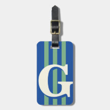 Bold Personalized Initial, Blue and Green Stripe