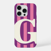 Bold Personalized Initial, Purple and Pink Stripe