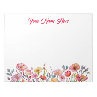 Bold, Personalized Notepad with Poppy Theme
