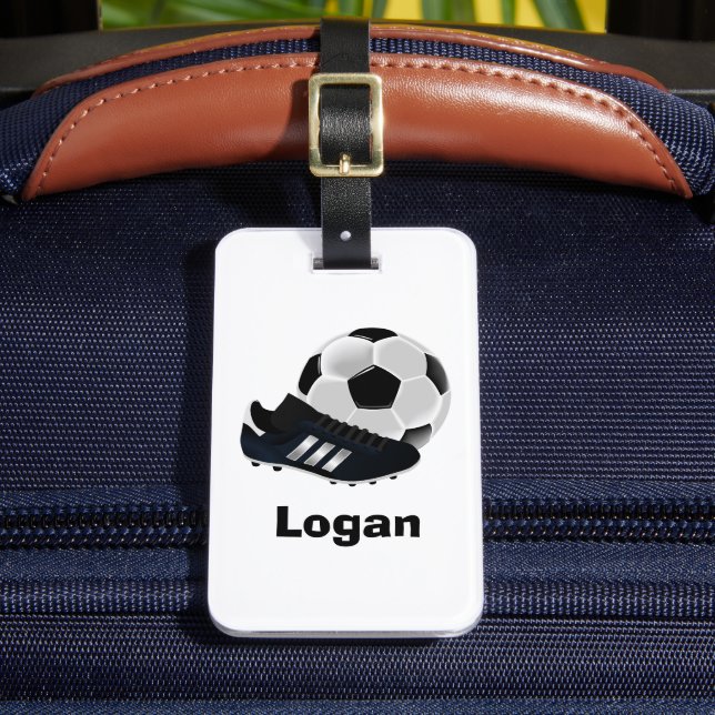 Bold Personalized Soccer Luggage Tag (Front Insitu 2)