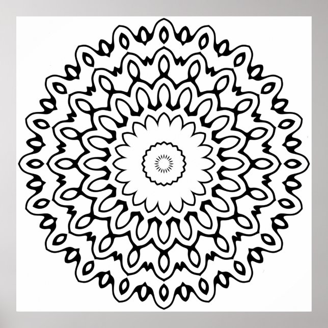 Bold Petal Wave Mandala with Radiating Loops Art Poster (Front)