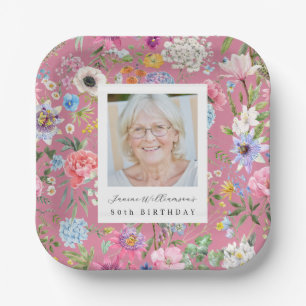 Bold Photo 80th Birthday Photo Paper Plate