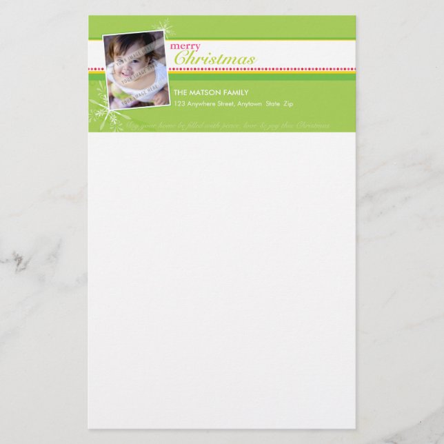 BOLD PHOTO CHRISTMAS NOTEPAPER :: brightlyflaked 2 Stationery (Front)