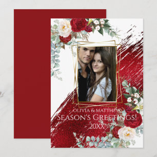 BOLD Photo Frame Crimson Season's Greetings Invitation