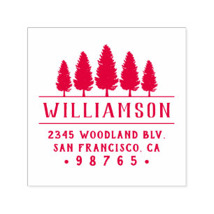 Bold Pine Tree Typography Family Return Address Self-inking Stamp