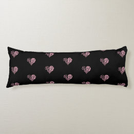 Bold Pink and Black Filigree Heart Body Pillow