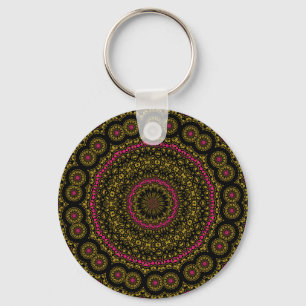 Bold Pink and Black Kaleidoscope KEY CHAIN