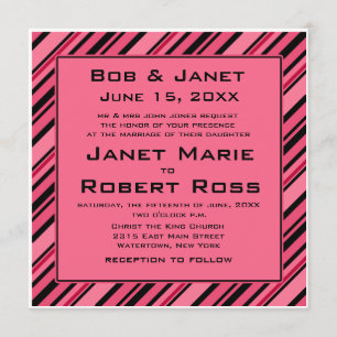 Bold Pink and Black Striped Invitations