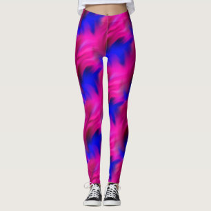 Bold Pink And Blue Abstract Art Pattern Leggings