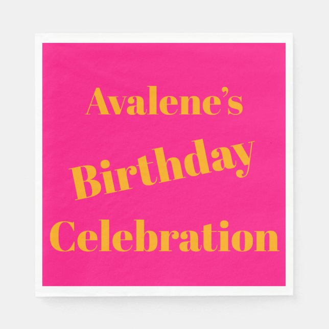 Bold Pink and Bright Orange Birthday Celebration  Napkin (Front)