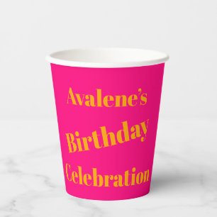 Bold Pink and Bright Orange Birthday Celebration Paper Cups