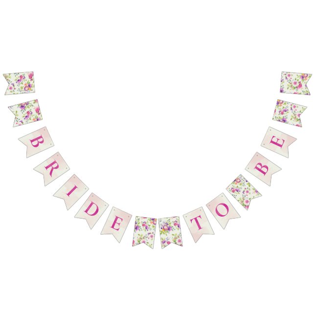 Bold Pink and Ivory Dream Bridal Shower Bunting Flags (All)