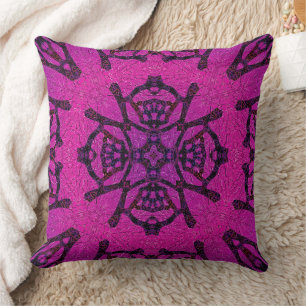 Bold Pink and Purple Geometric Pattern Throw Pillow