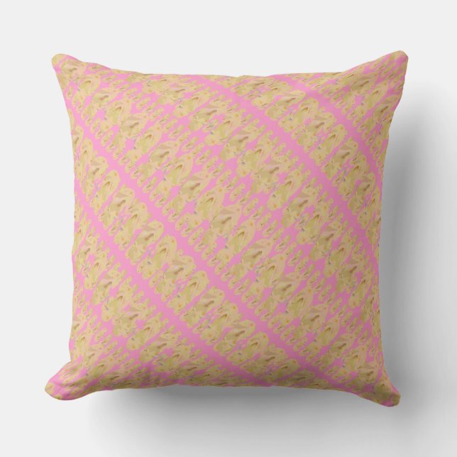 Bold Pink and Yellow Mini Flipflops Pattern Throw Pillow (Front)