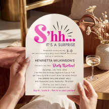 Bold Pink Arch Surprise Thirty Invitation