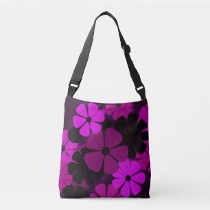 Bold Pink Art Deco Floral Pattern Crossbody Bag