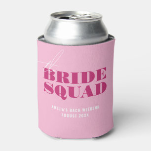 Bold Pink Bachelorette Bride Can Cooler