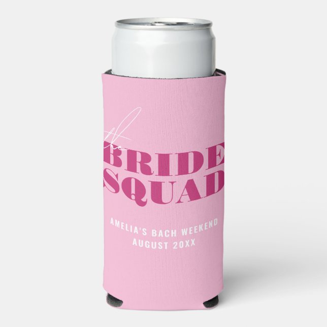 Bold Pink Bachelorette Bride Seltzer Can Cooler (Seltzer Front)
