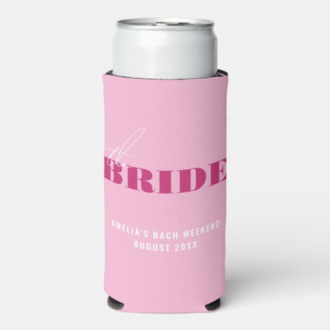 Bold Pink Bachelorette Bride Seltzer Can Cooler (Seltzer Front)