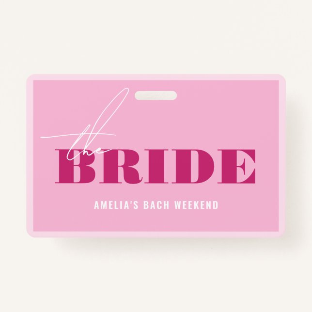 Bold Pink Bachelorette Buy The Bride A Drink Badge (Front)