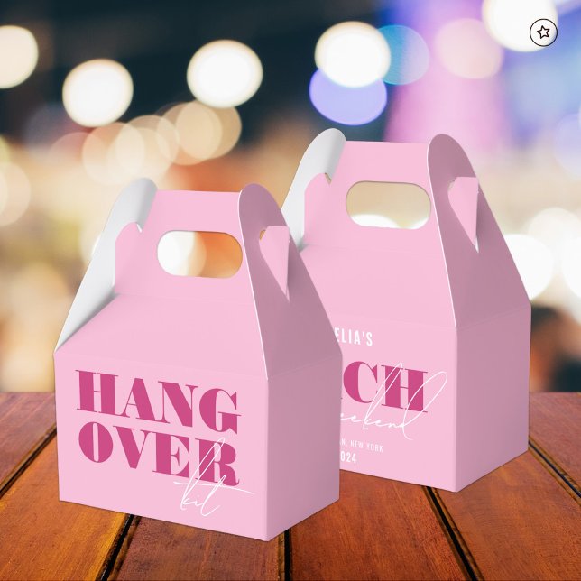 Bold Pink Bachelorette Weekend Hangover Kit Favor Box (Creator Uploaded)