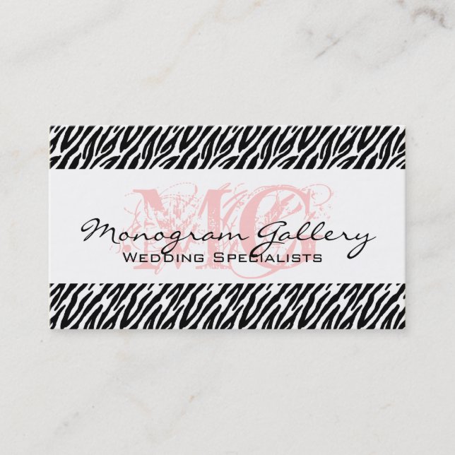 Bold Pink, Black Zebra Stripes Business Card (Front)