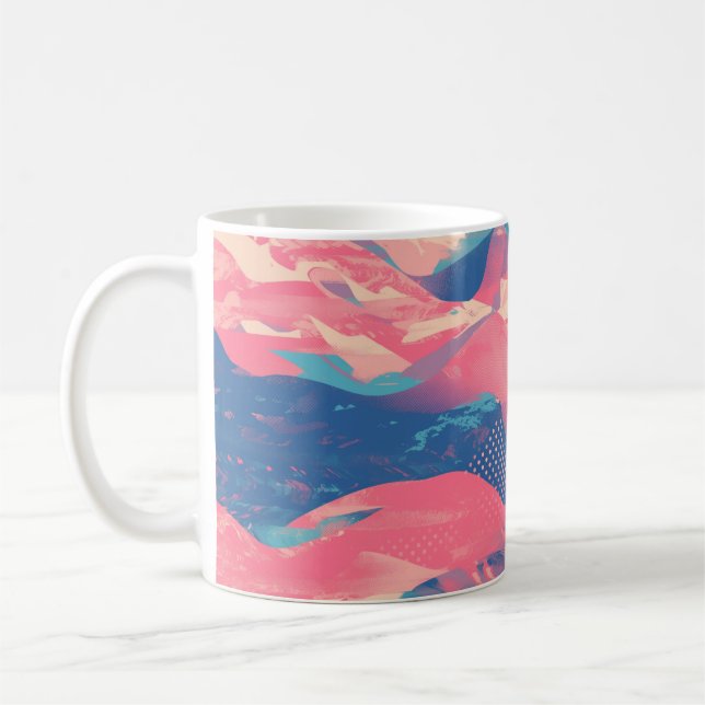 🎨 Bold Pink & Blue Abstract Pattern - Dynamic & F Coffee Mug (Left)