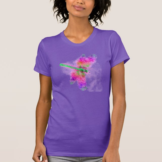 Bold Pink Dragonfly Abstact Art T-Shirt (Front)