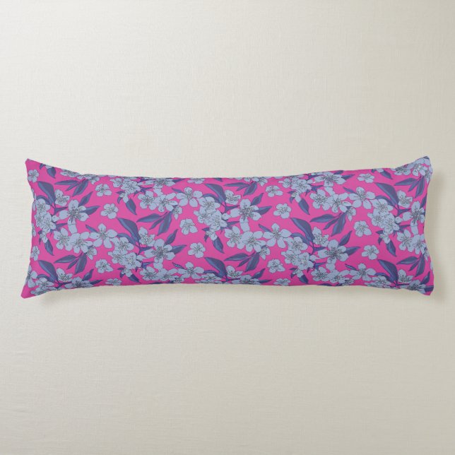 Bold Pink Floral Body Pillow (Front)