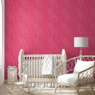 Bold Pink Geometric Square Design with Speckled Wallpaper