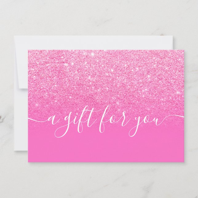 Bold pink glitter ombre neon gift certificate (Front)