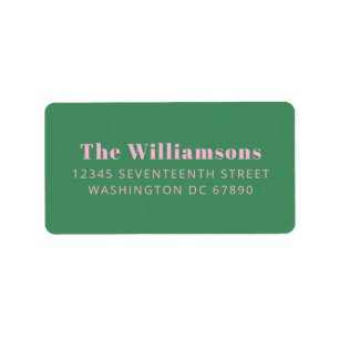 Bold Pink Green Typography Custom Return Address Label