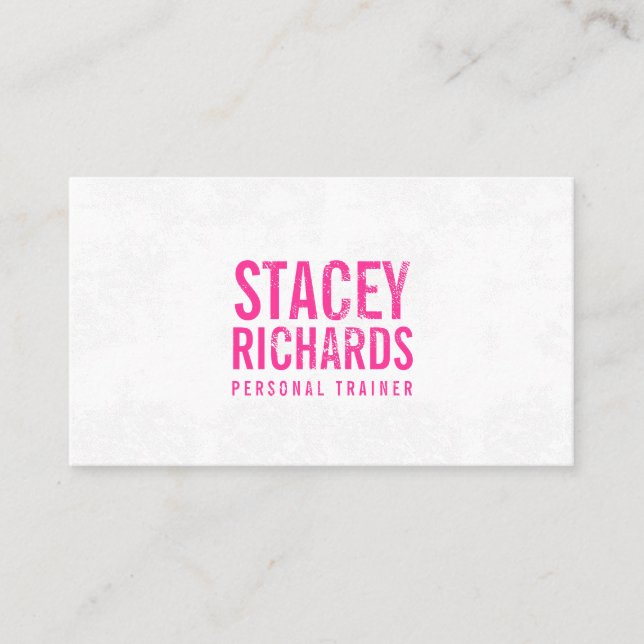 Bold Pink Grunge Stamped Text Business Card (Front)