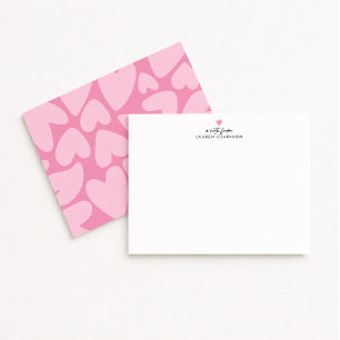 Bold Pink Hearts Note Card