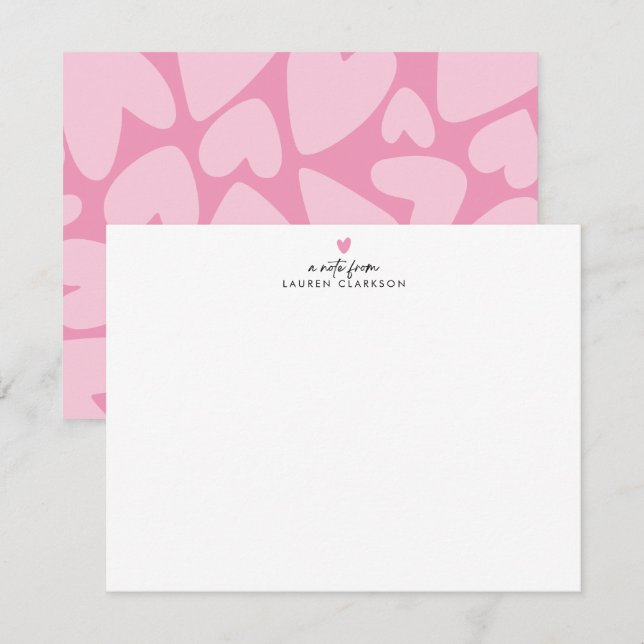 Bold Pink Hearts Note Card (Front/Back)