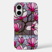 Bold Pink Magnolias Stained glass Illusion